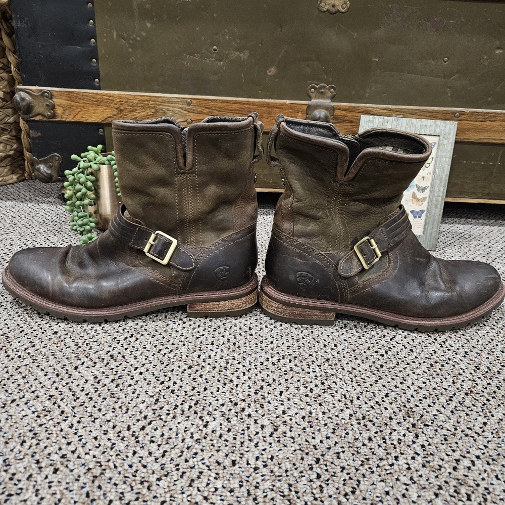 Ariat Savannah Waterproof Boots Womens Size 7 Brown Buckle Zipper Western